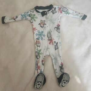 Burts Bees Baby Winter Penguin Print Kids Footie